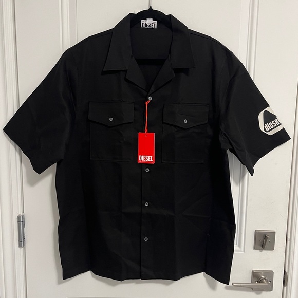 NWT - Diesel Men’s Bowling Shirt with Utility Logo - Size 52 / XL - Picture 1 of 10